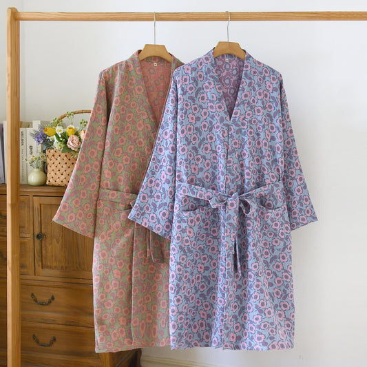 Begonia Cotton Japanese Kimono Robe - image 0