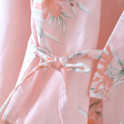 Peach Blossom Cotton Japanese Kimono Robe - image 7