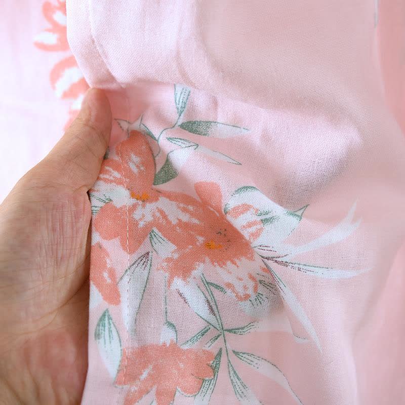 Peach Blossom Cotton Japanese Kimono Robe - image 8