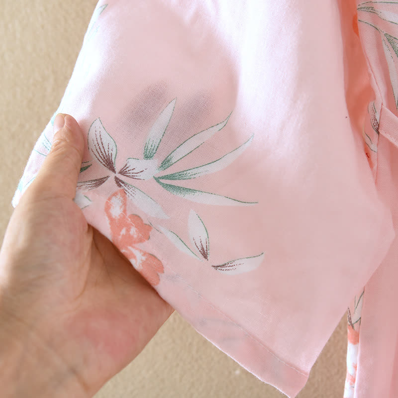 Peach Blossom Cotton Japanese Kimono Robe - image 11