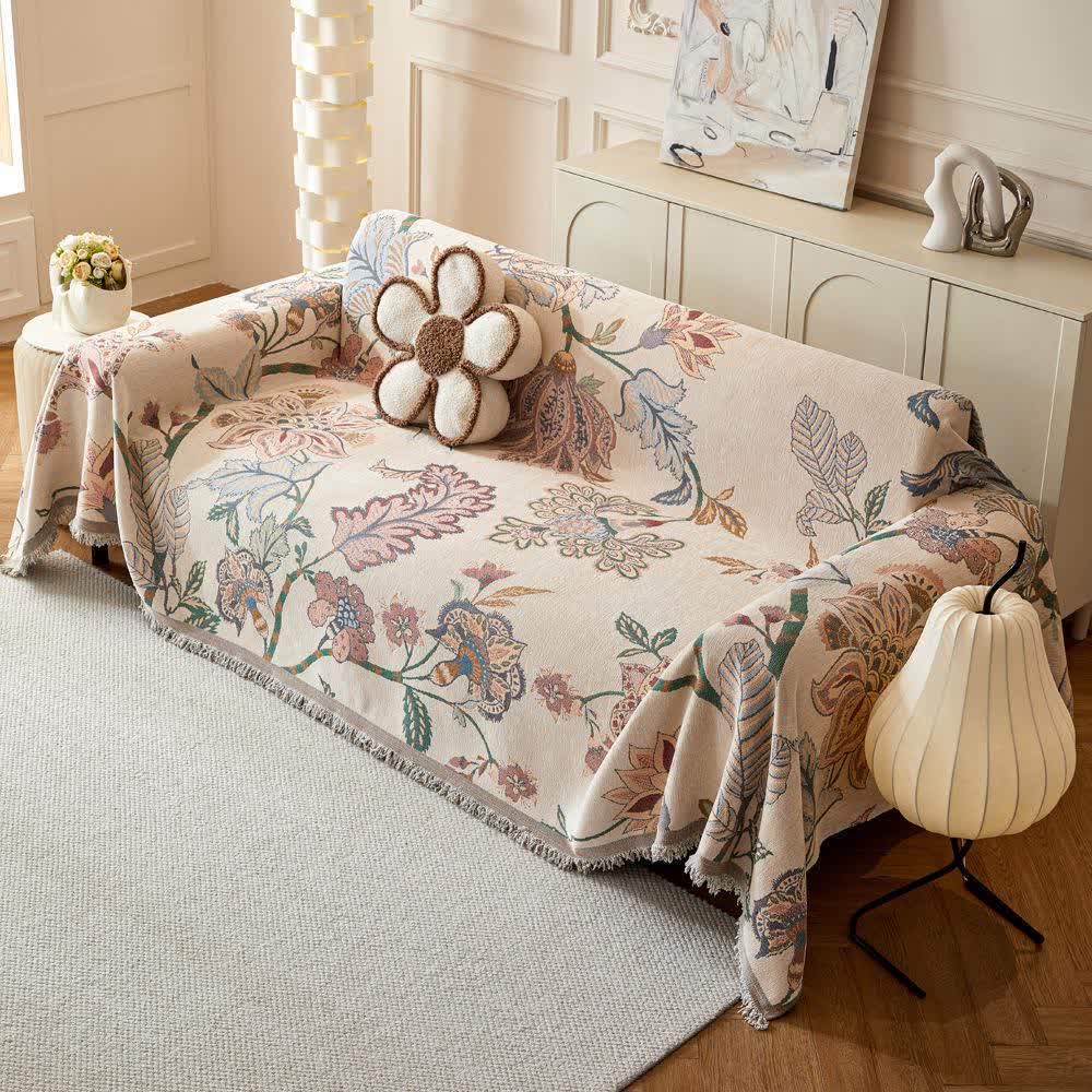 Chenille Bohemian Floral Sofa Throw - image 2