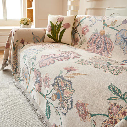 Chenille Bohemian Floral Sofa Throw - image 1