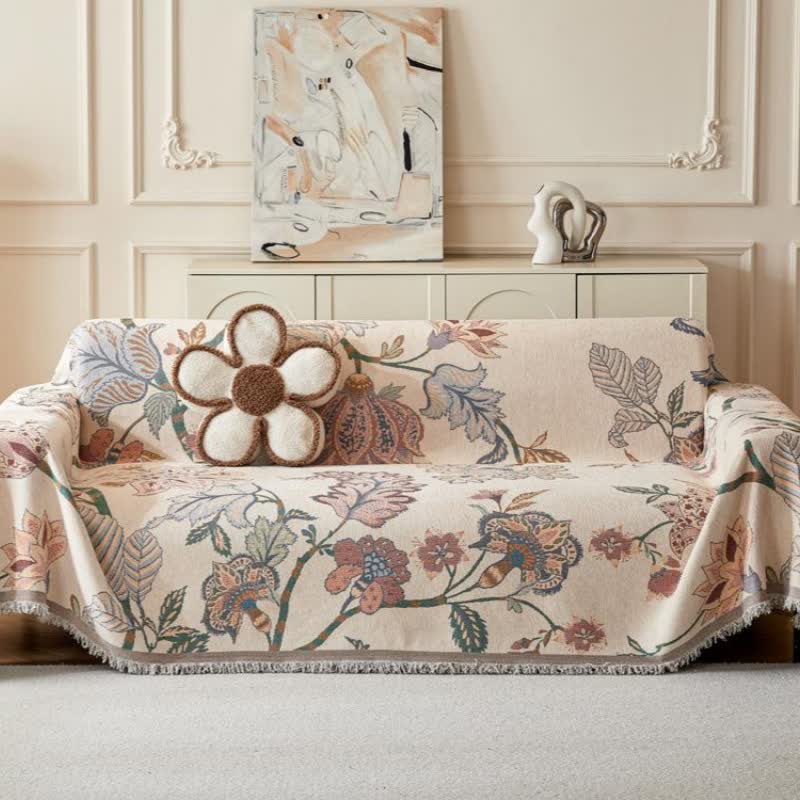 Chenille Bohemian Floral Sofa Throw - 71" x 134" - image 0