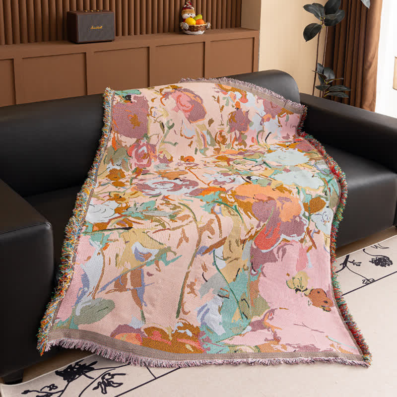 Painterly Floral Cotton Gauze Throw - 51" x 71" - image 0