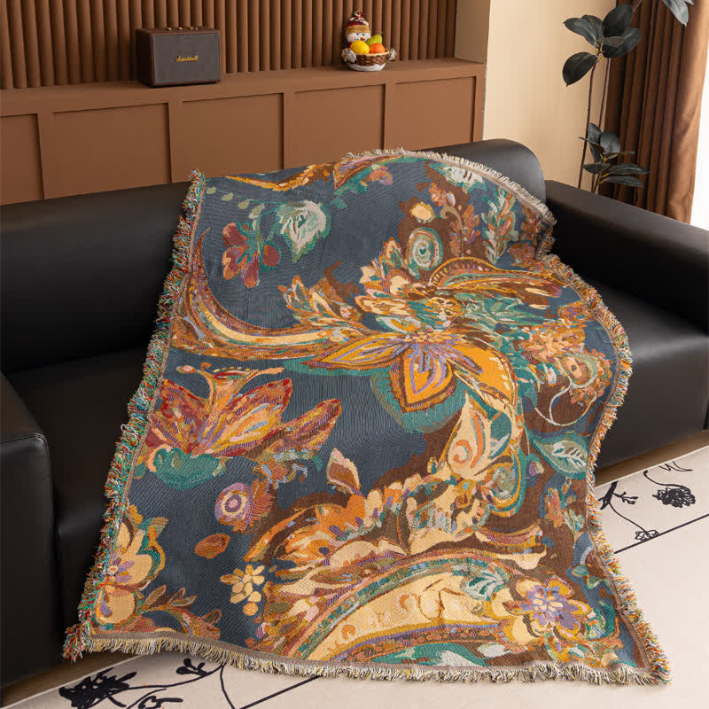 Retro Floral Cotton Gauze Throw - 51" x 71" - image 0