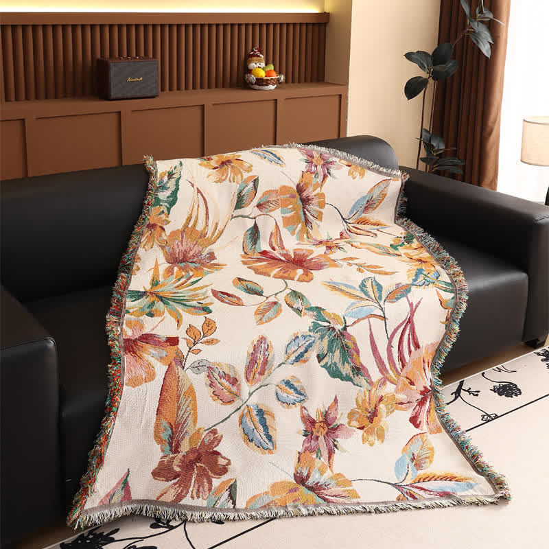 Leaf Floral Cotton Gauze Throw - 51" x 71" - image 0