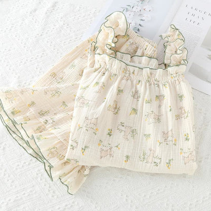 Rustic Bunny Cotton Ruffle Cami Pajamas - image 2