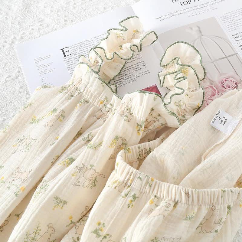Rustic Bunny Cotton Ruffle Cami Pajamas - image 3