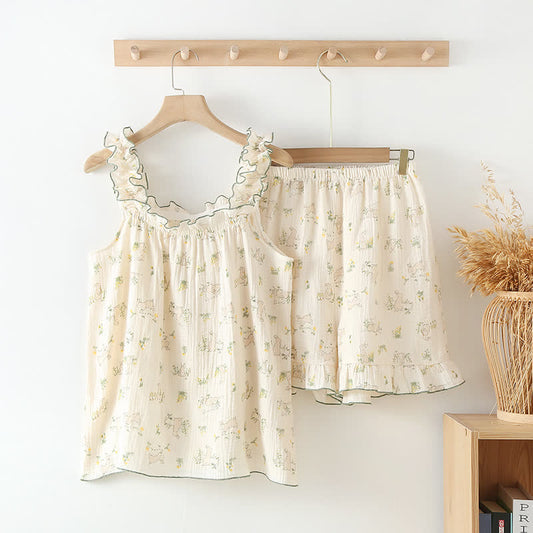 Rustic Bunny Cotton Ruffle Cami Pajamas - XL - image 0