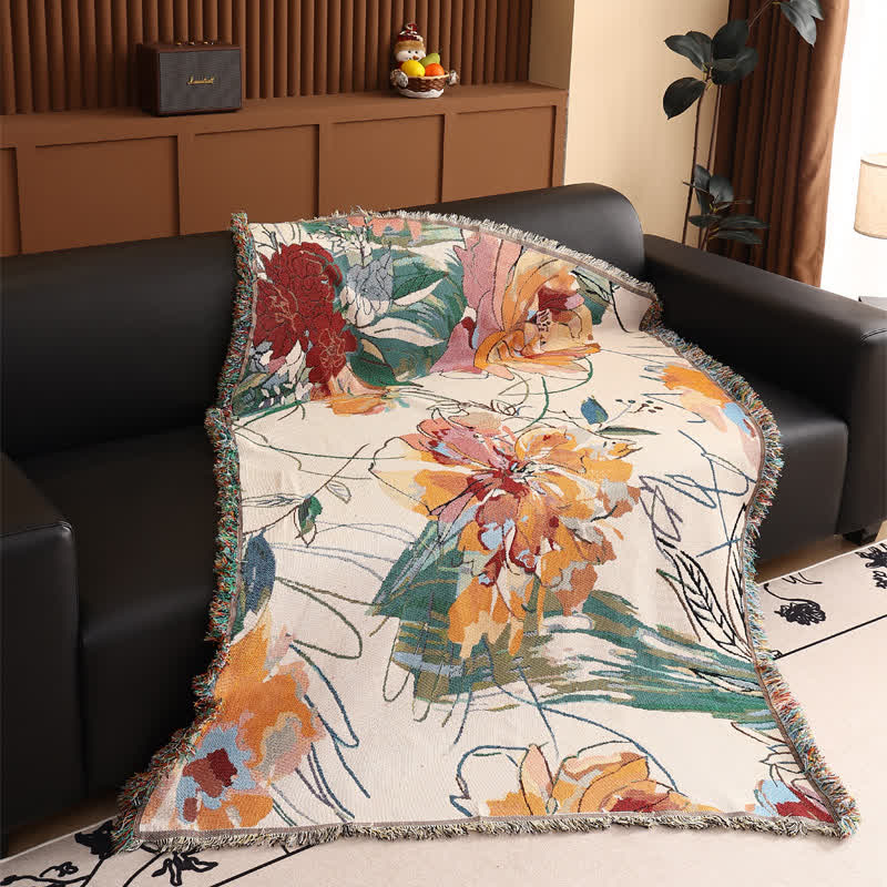 Artistic Peony Cotton Gauze Throw - 51" x 71" - image 0