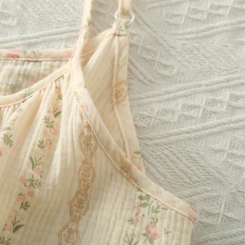 Striped Floral Cotton Gauze Cami Pajamas - image 2