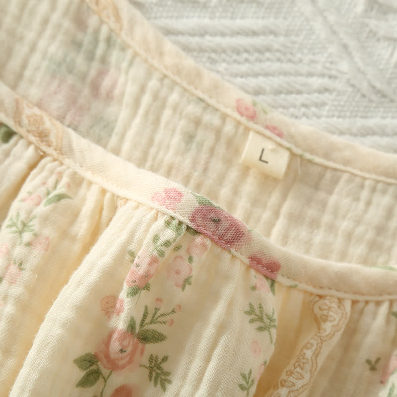 Striped Floral Cotton Gauze Cami Pajamas - image 4