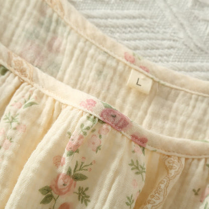 Striped Floral Cotton Gauze Cami Pajamas - image 4