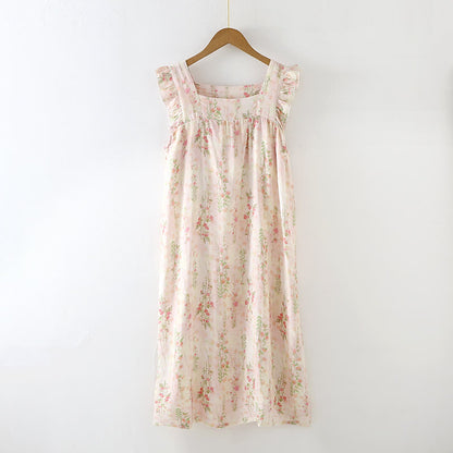 Pink Rose Padded Ruffle Sleeveless Nightwear - Nightdress - XL - image 0