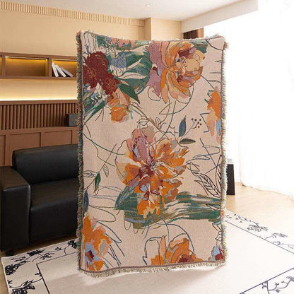 Artistic Peony Cotton Gauze Throw - image 1
