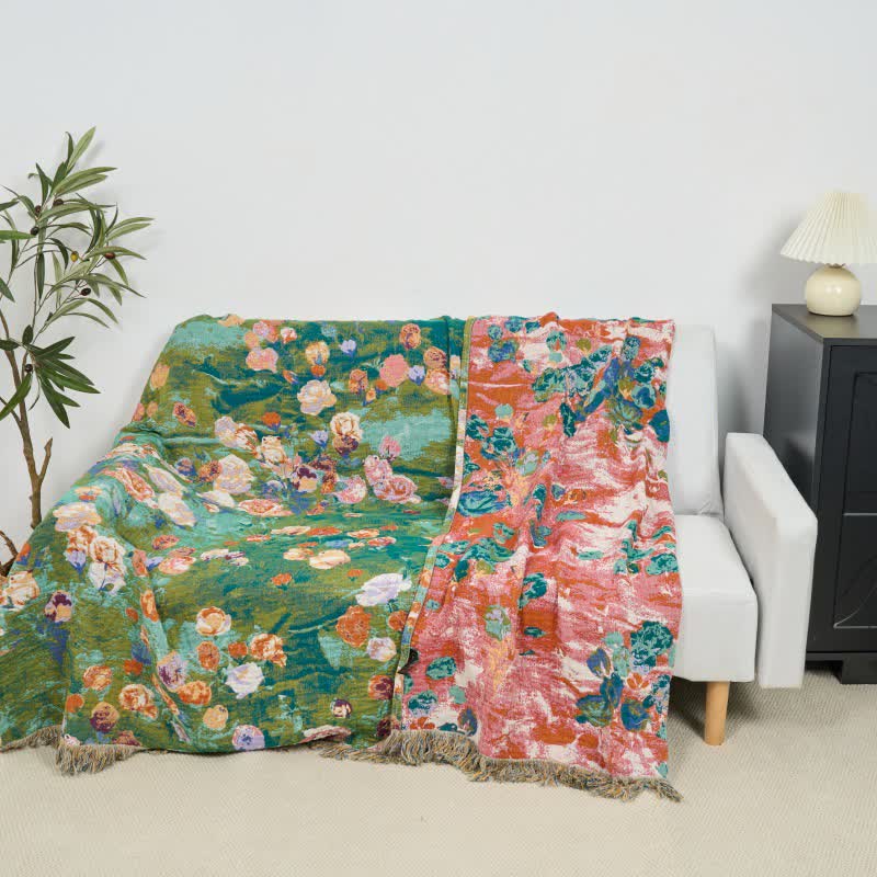 Artistic Rose Cotton Gauze Reversible Blanket - image 3