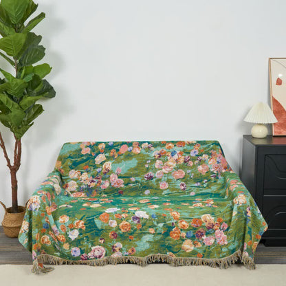 Artistic Rose Cotton Gauze Reversible Blanket - 90"W x 98"L - image 1