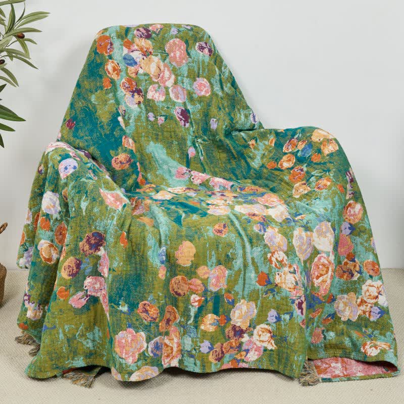 Artistic Rose Cotton Gauze Reversible Blanket - image 0