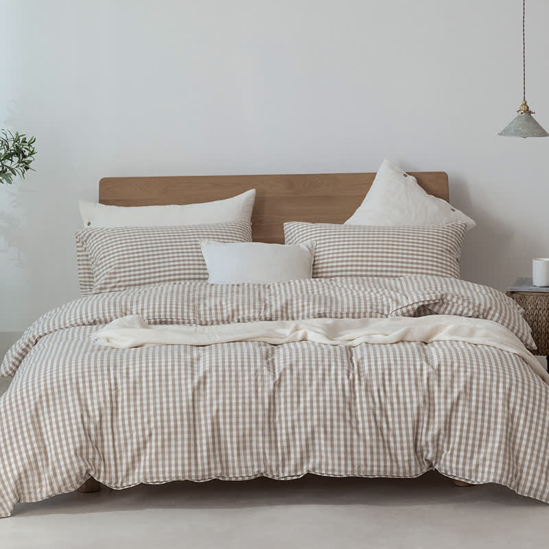 Cotton Plaid Duvet Cover Dorm Bedding Set - image 17