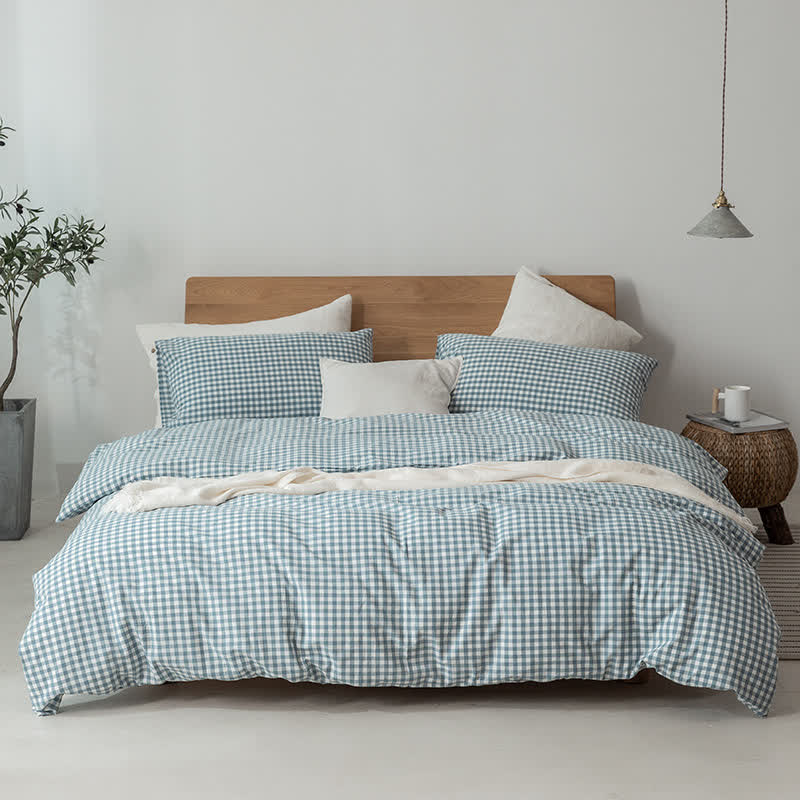 Cotton Plaid Duvet Cover Dorm Bedding Set - image 15