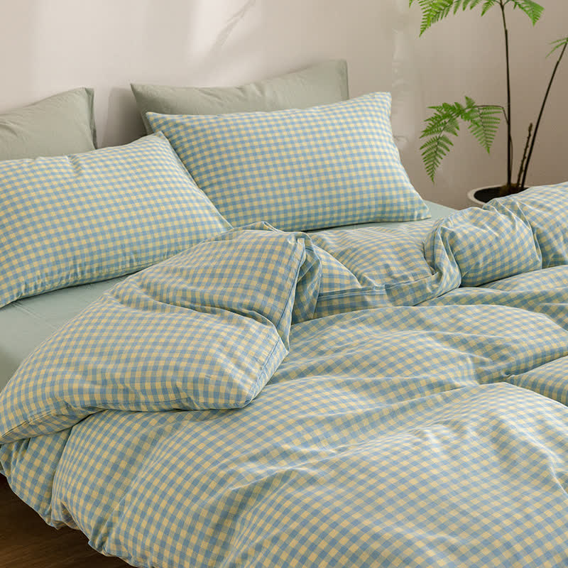 Cotton Plaid Duvet Cover Dorm Bedding Set - image 12