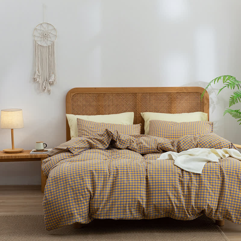 Cotton Plaid Duvet Cover Dorm Bedding Set - image 23