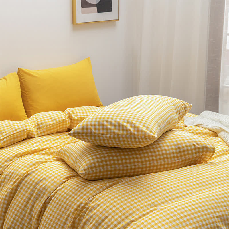 Cotton Plaid Duvet Cover Dorm Bedding Set - image 6