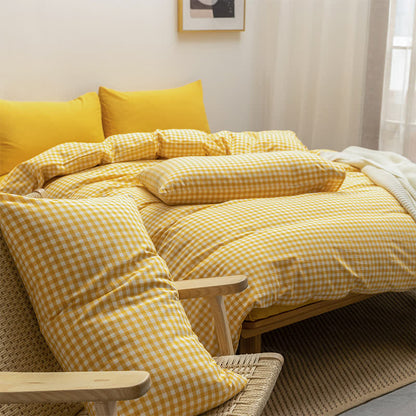 Cotton Plaid Duvet Cover Dorm Bedding Set - image 5