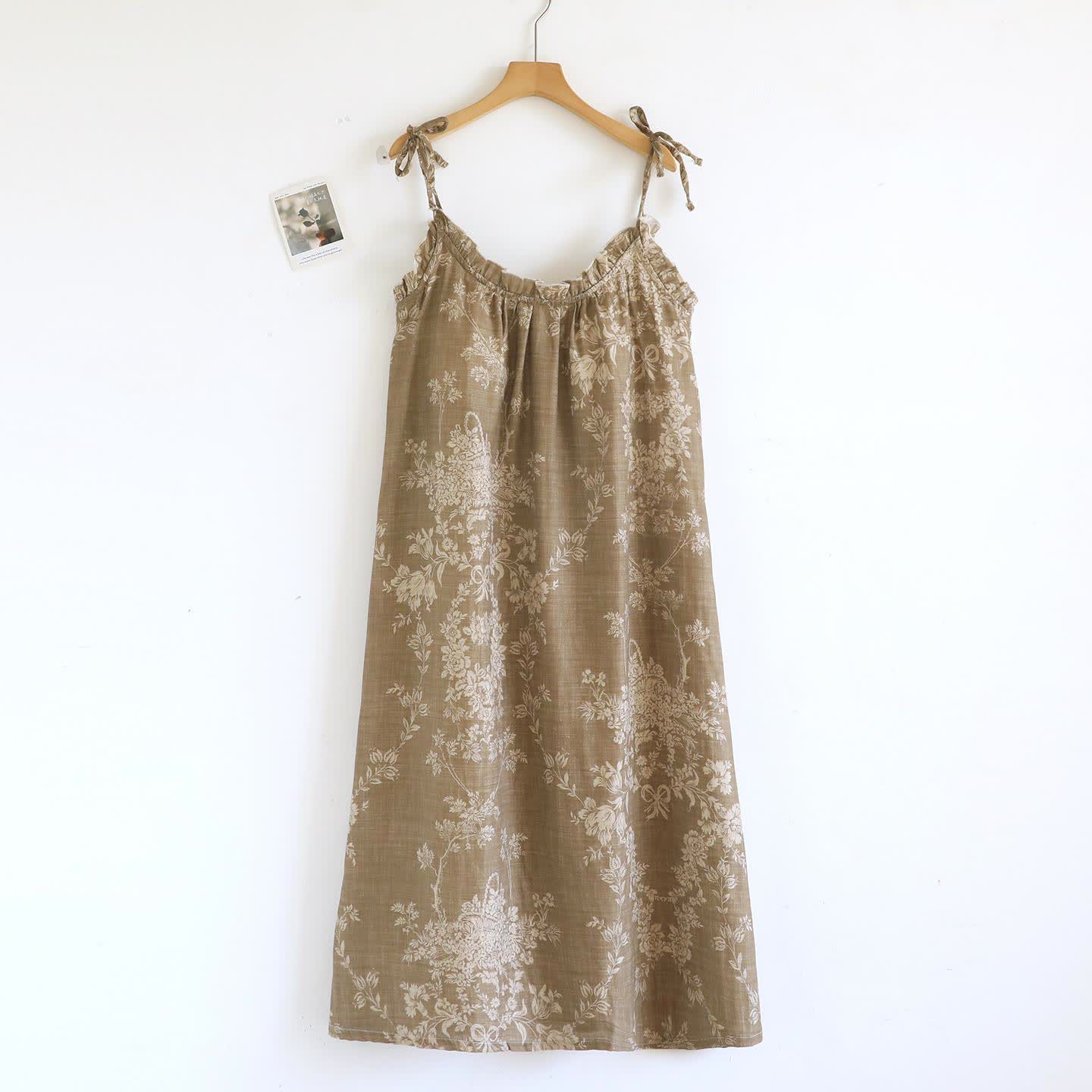 Rose Bow Cotton Padded Cami Nightdress - Brown - XL - image 13