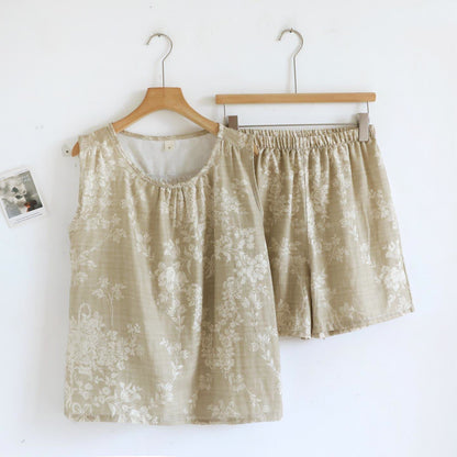 Rose Bow Cotton Tank Pajama Set - Khaki - XL - image 14