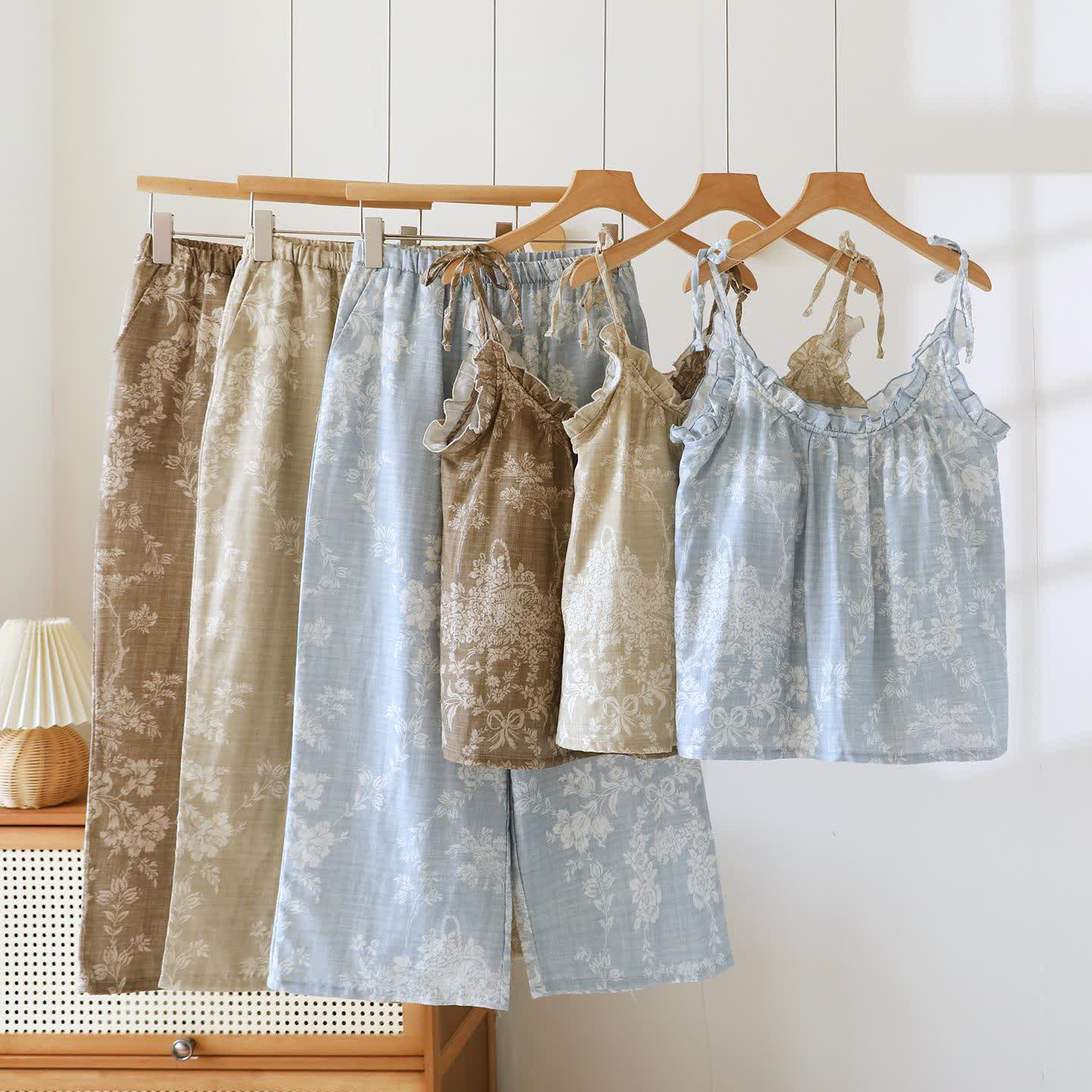 Rose Bow Cotton Padded Cami Pajamas - image 1