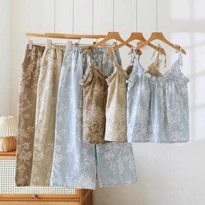 Rose Bow Cotton Padded Cami Pajamas - image 1