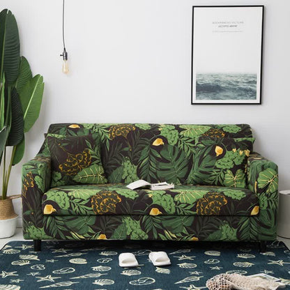 Leaf Print Stretch Sofa Slipcover - Pillowcases 18" x 18" - image 1