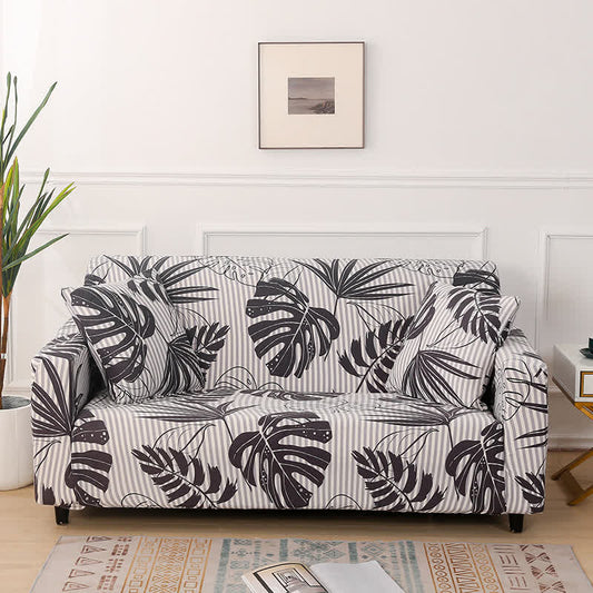 Monstera Print Stretch Sofa Slipcover - 4-Seater 92" x 118" - image 0