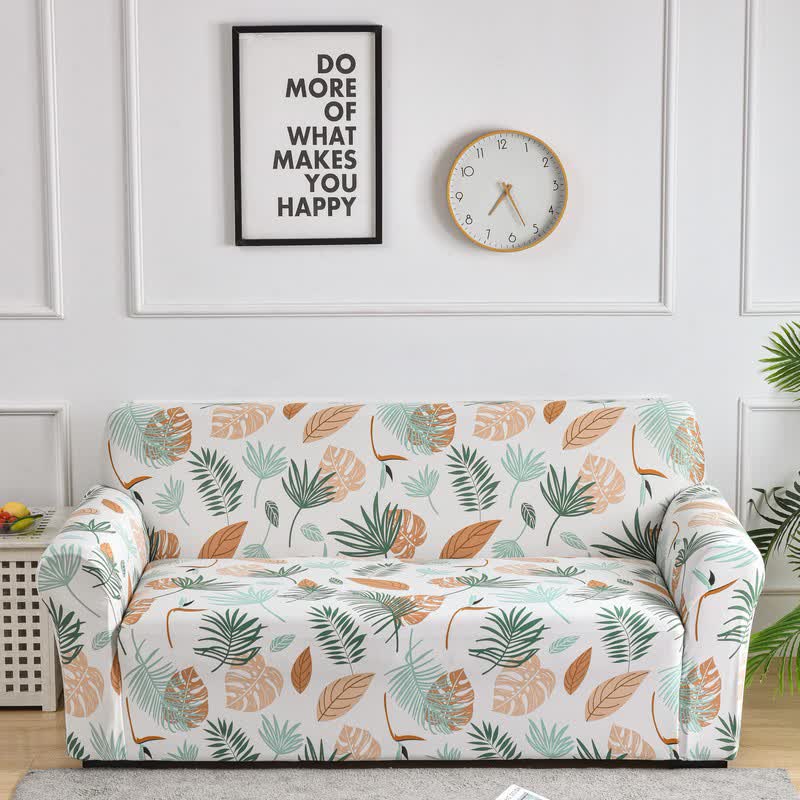 Fallen Leaf Print Stretch Sofa Slipcover - 4-Seater 92" - 118" - image 0