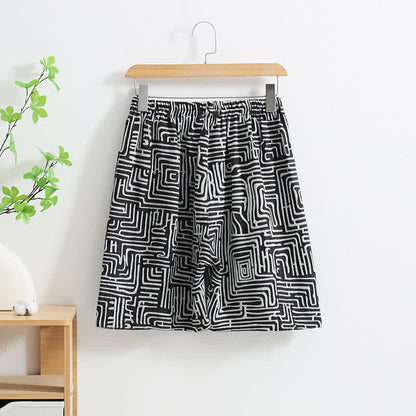 Greek Key Print Pajama Shorts - image 1