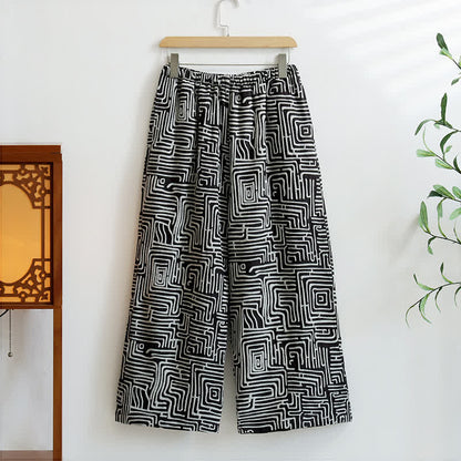 Greek Key Print Jacquard Lounge Pants - Black - XL - image 2