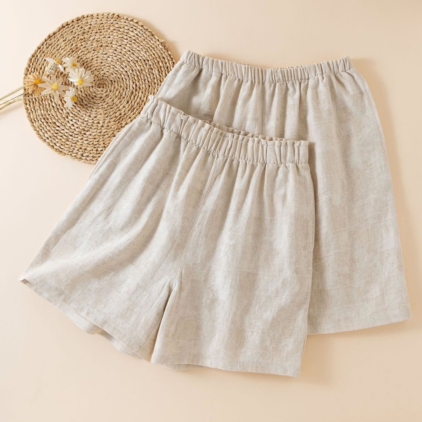 Couple Matching Cotton Linen Pajama Shorts - image 0