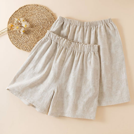 Couple Matching Cotton Linen Pajama Shorts - image 0