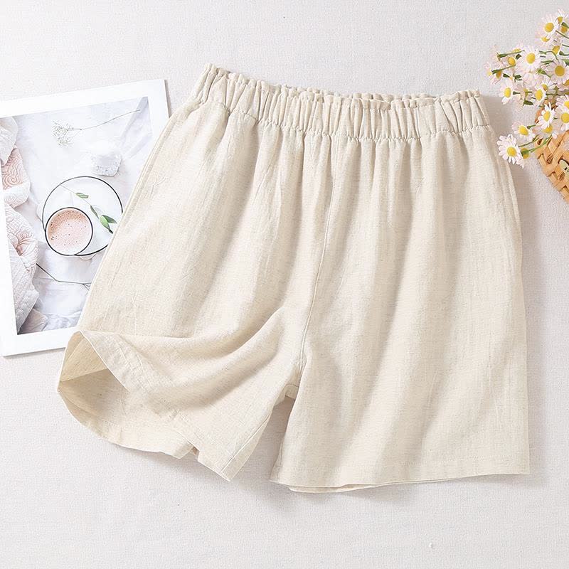 Natural Cotton Linen Pajama Shorts - White - XL - image 3