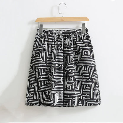 Greek Key Print Pajama Shorts - XL - image 0