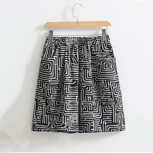 Greek Key Print Pajama Shorts - XL - image 0