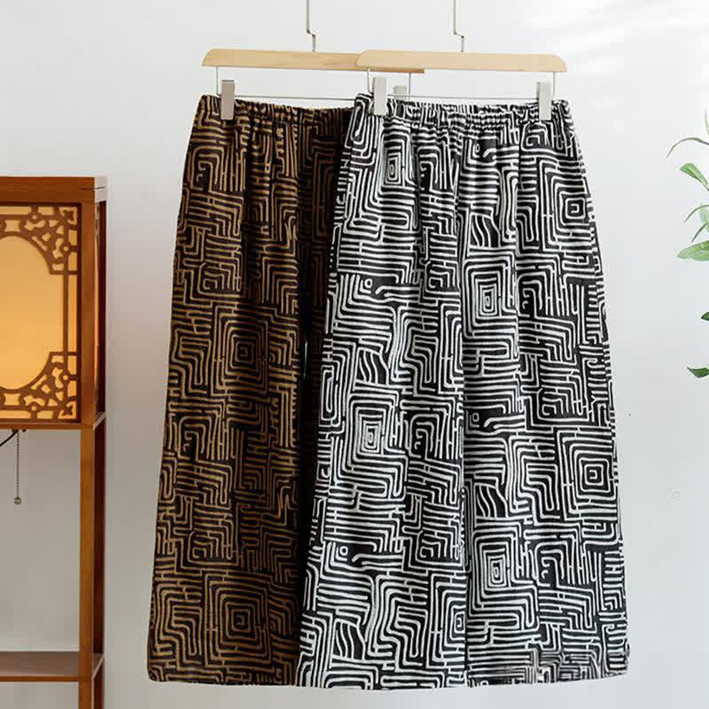 Greek Key Print Jacquard Lounge Pants - image 0
