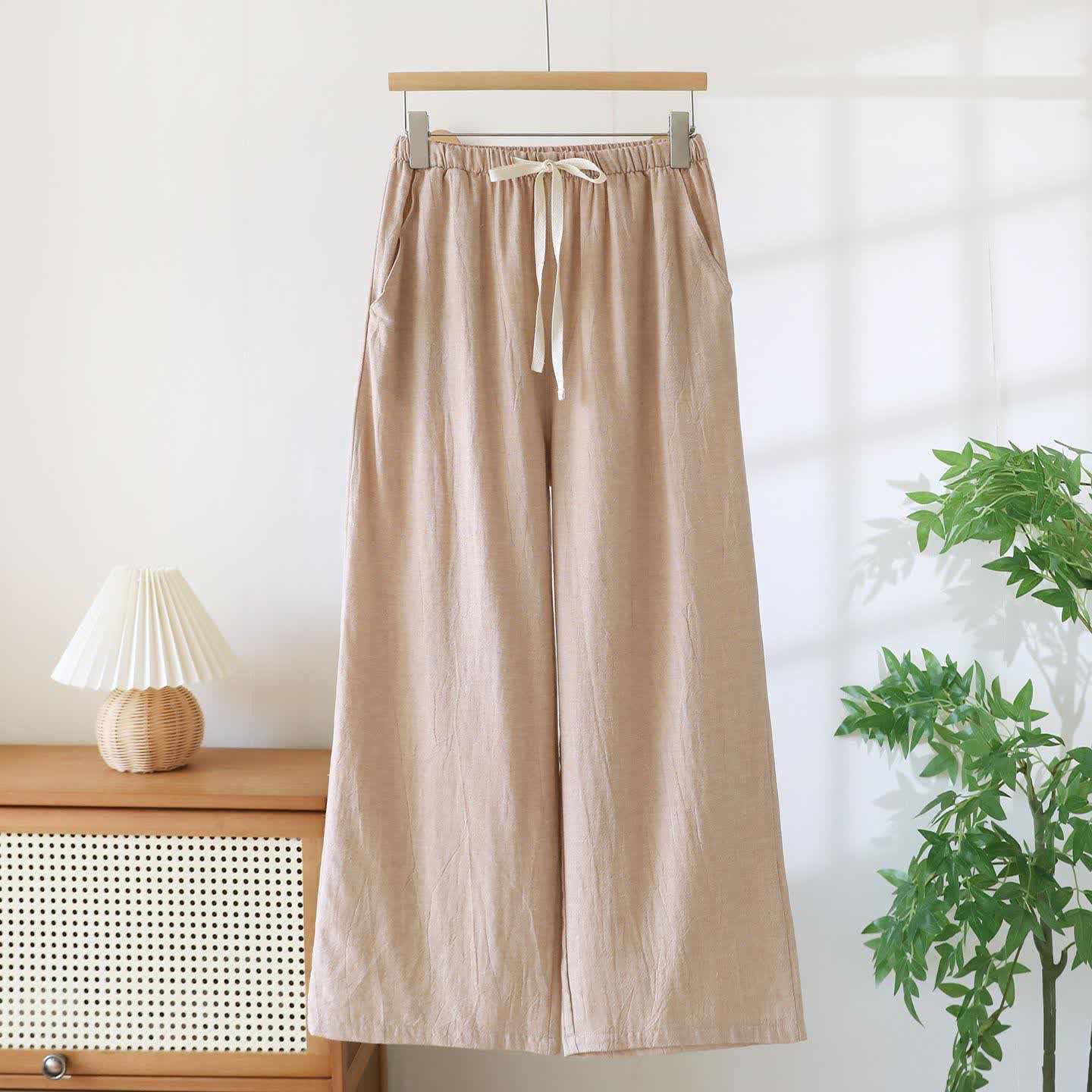 Couple Matching Cotton Linen Lounge Pants - Champagne - Women - XXL - image 3