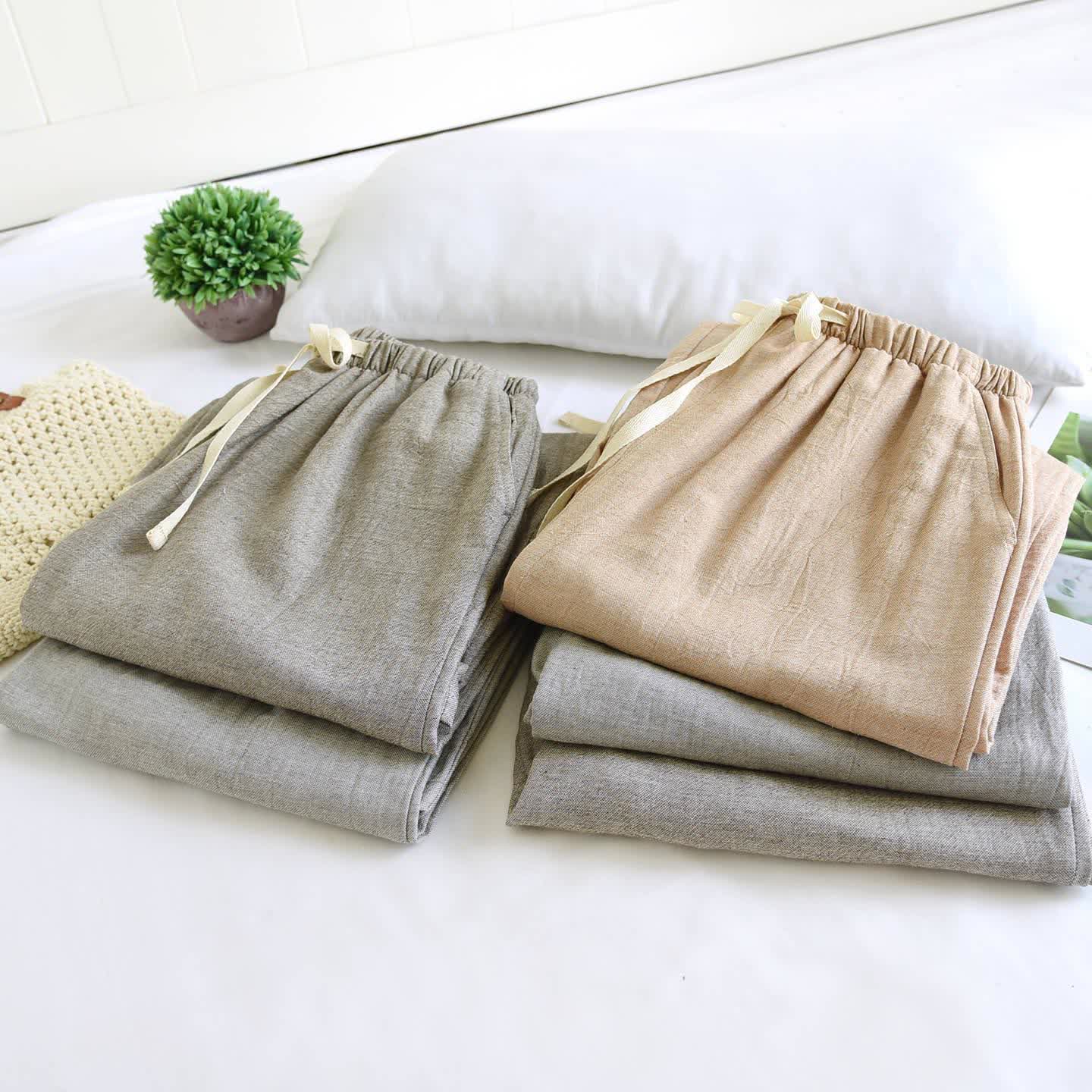 Couple Matching Cotton Linen Lounge Pants - image 1