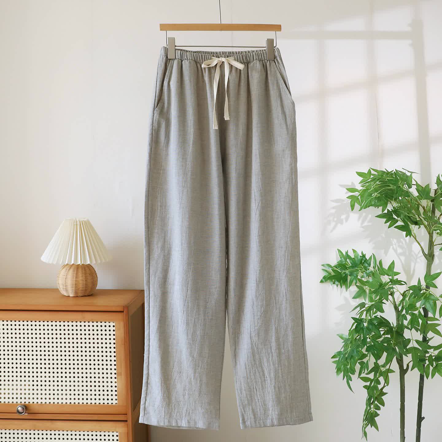 Couple Matching Cotton Linen Lounge Pants - Grey - Men - XXL - image 13