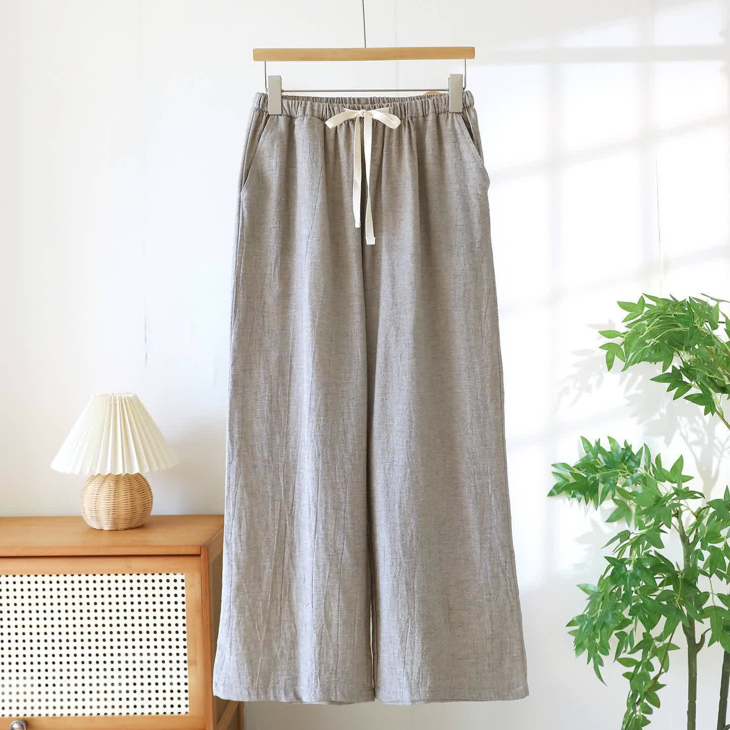 Couple Matching Cotton Linen Lounge Pants - Light Coffee - Women - XXL - image 14