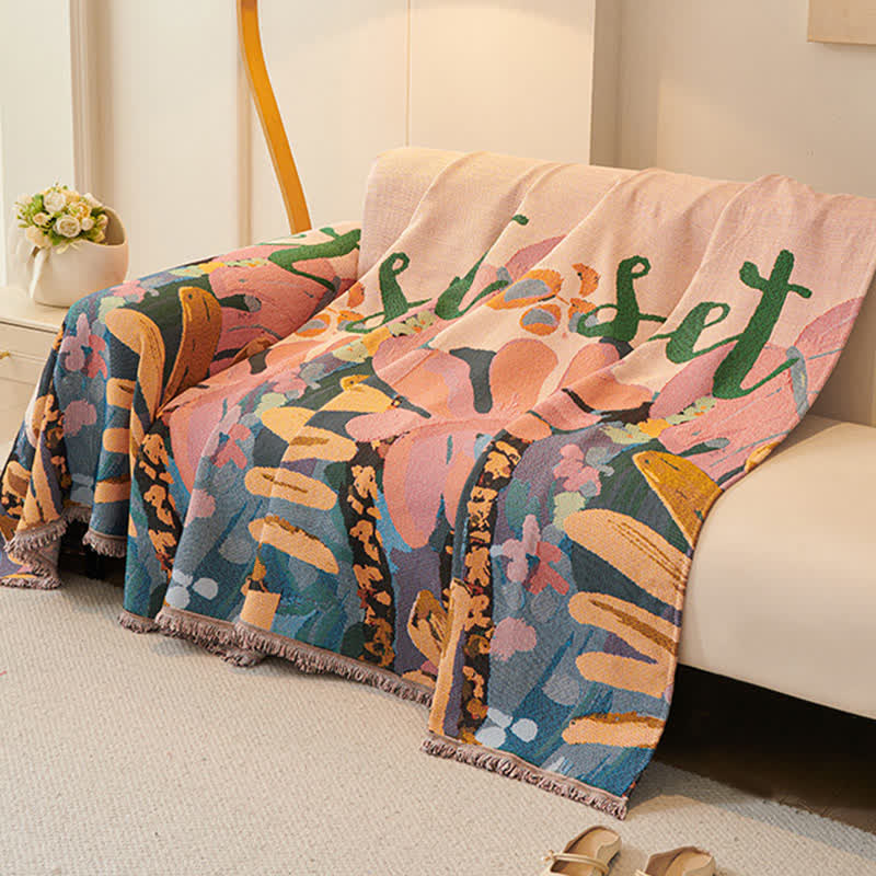 Botanical Cotton Sofa Throw Blanket - image 1
