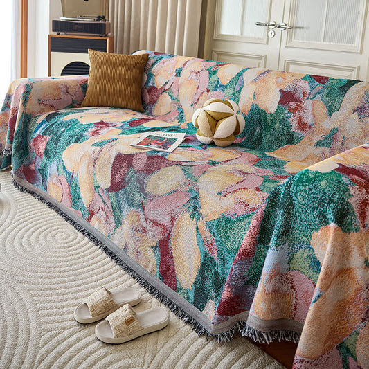 Vintage Painterly Floral Sofa Throw Blanket - 71" x 134" - image 0