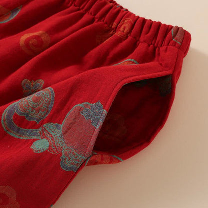 Oriental Style Gourd Persimmon Cotton Sleepwear - image 8